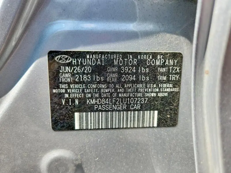 2020 HYUNDAI ELANTRA SEL  