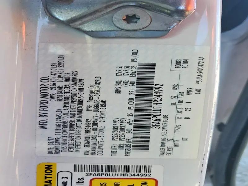 2017 FORD FUSION SE HYBRID  