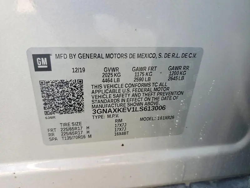 2020 CHEVROLET EQUINOX LT  
