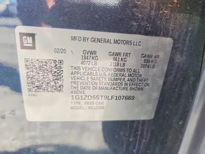 2020 CHEVROLET MALIBU LT  