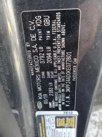 2019 KIA FORTE FE  
