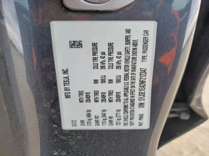 2022 TESLA MODEL 3   