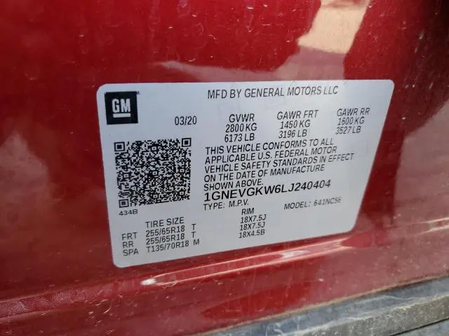 2020 CHEVROLET TRAVERSE LT  