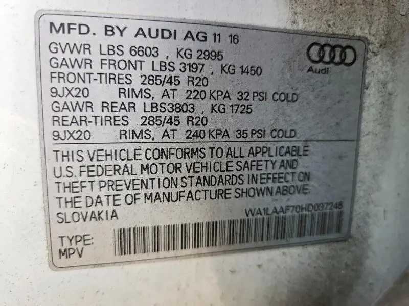 2017 AUDI Q7 PREMIUM PLUS  