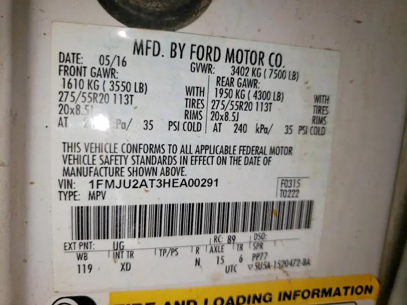 2017 FORD EXPEDITION LIMITED  