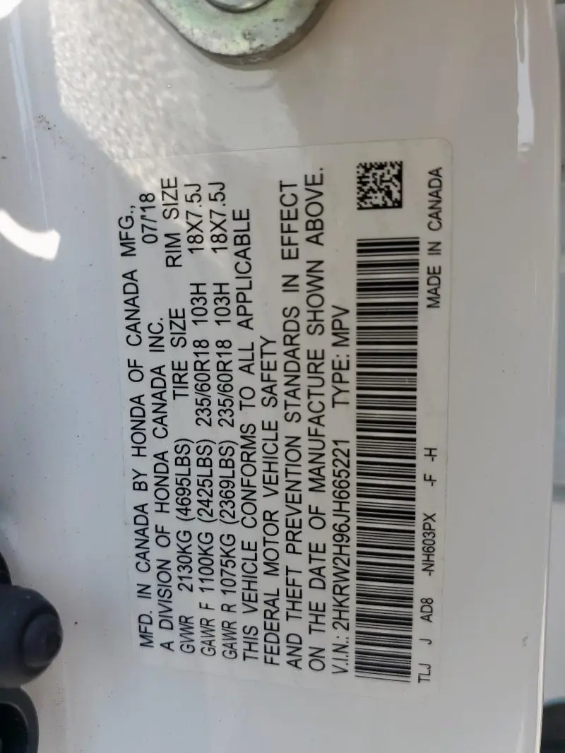 2018 HONDA CR-V TOURING  