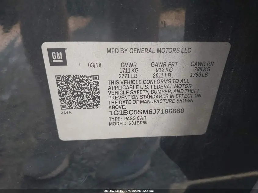 2018 CHEVROLET CRUZE LS AUTO