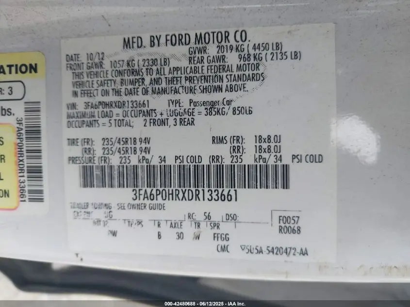2013 FORD FUSION SE