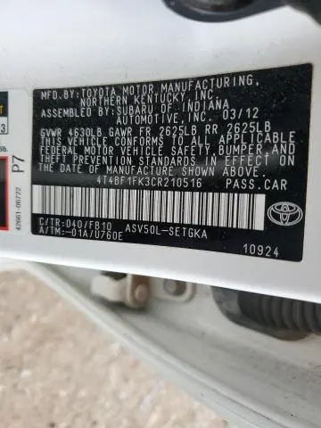 2012 TOYOTA CAMRY BASE  