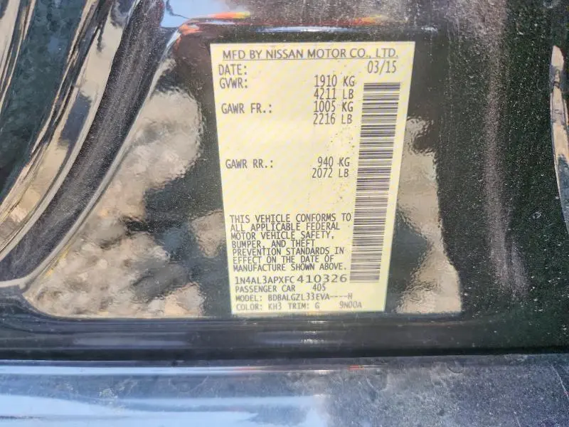2015 NISSAN ALTIMA 2.5 S  