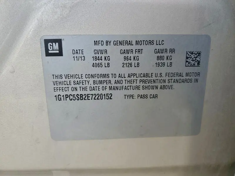 2014 CHEVROLET CRUZE LT  