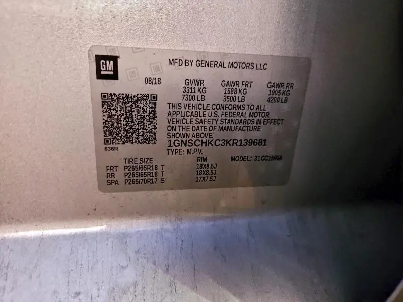 2019 CHEVROLET SUBURBAN C1500 LT  