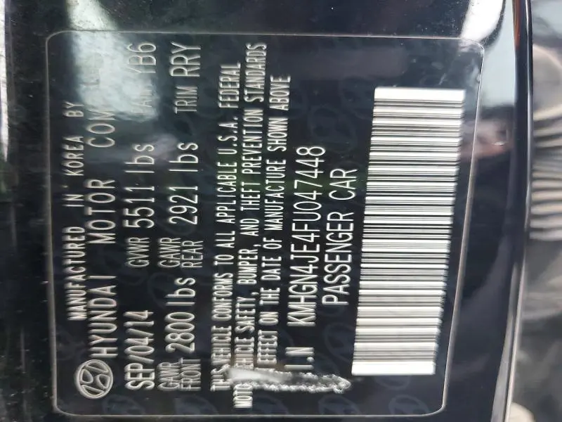 2015 HYUNDAI GENESIS 3.8L  