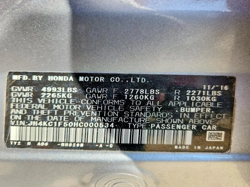2017 ACURA RLX TECH  