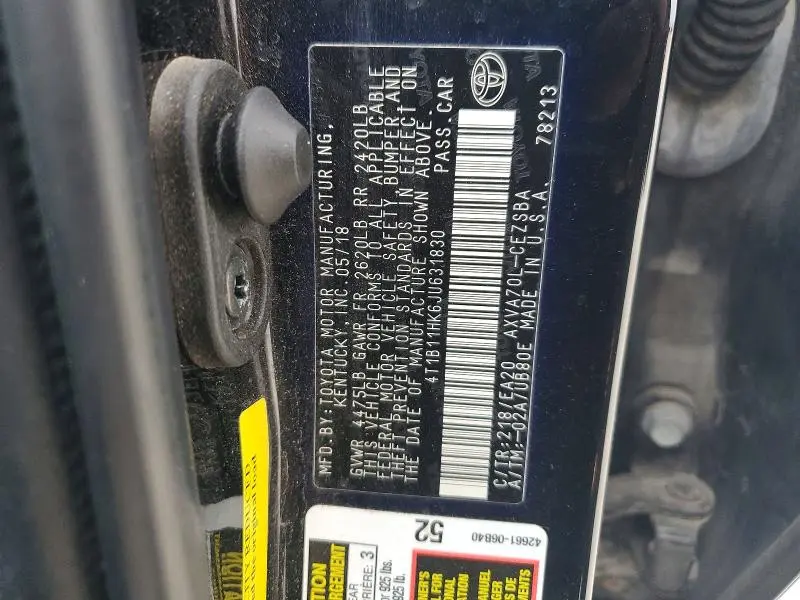 2018 TOYOTA CAMRY SE  