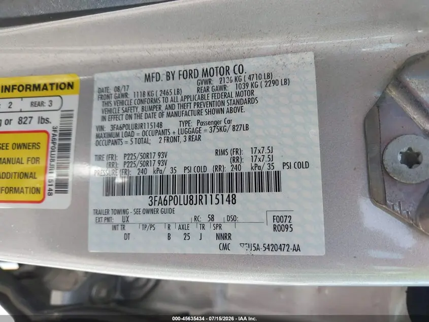 2018 FORD FUSION HYBRID SE