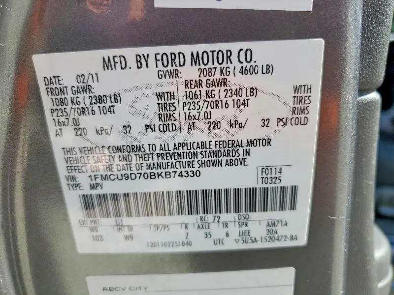 2011 FORD ESCAPE XLT  