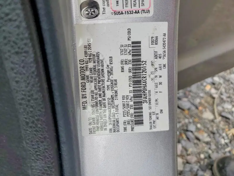 2012 FORD FUSION SE  