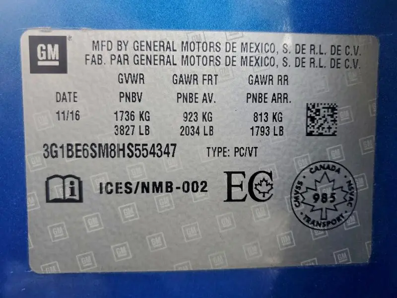 2017 CHEVROLET CRUZE LT  