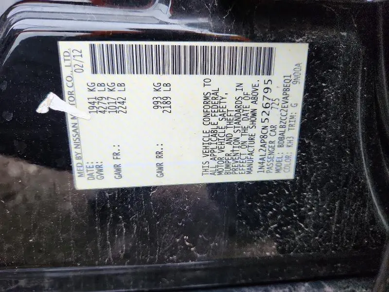 2012 NISSAN ALTIMA 2.5  