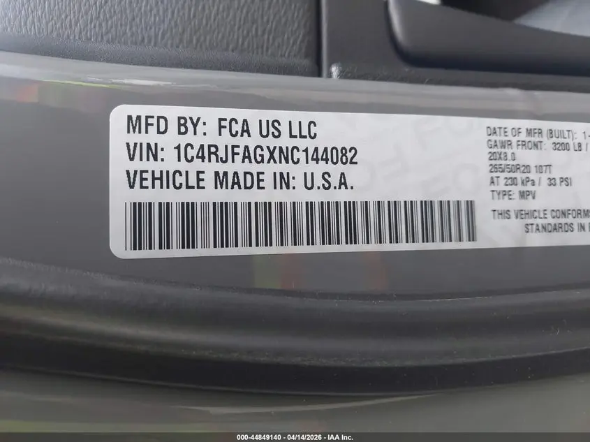 2022 JEEP GRAND CHEROKEE WK LAREDO X 4X4