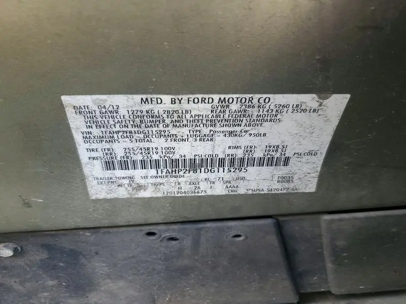 2013 FORD TAURUS LIMITED  