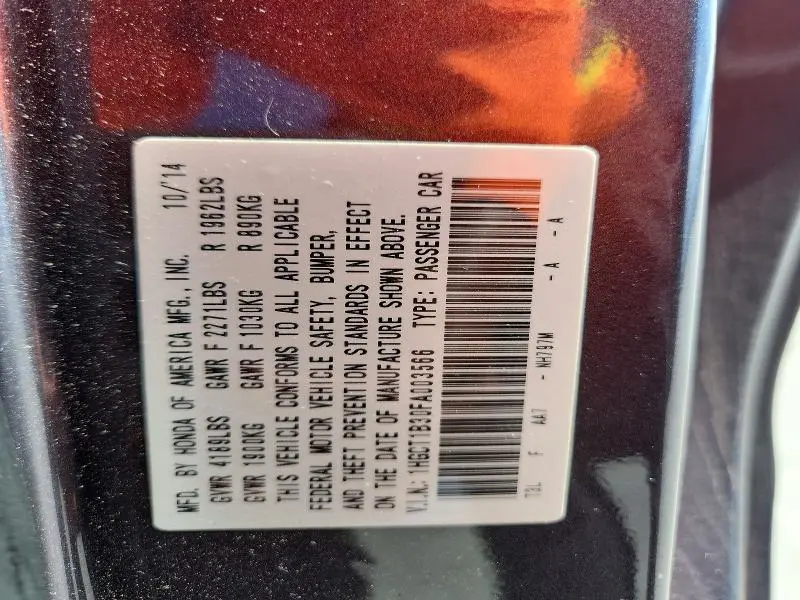 2015 HONDA ACCORD LX-S  