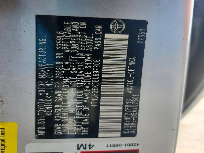 2011 TOYOTA CAMRY LE  