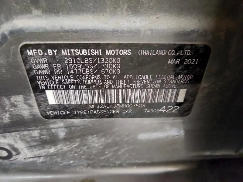 2021 MITSUBISHI MIRAGE ES  