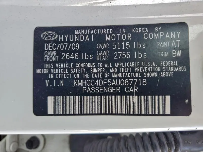 2010 HYUNDAI GENESIS 4.6L  