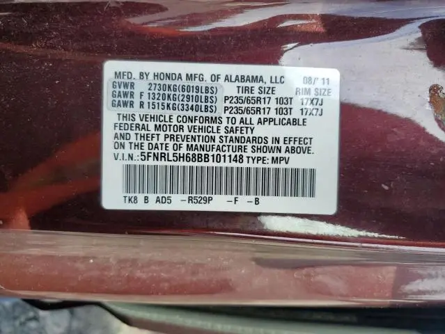 2011 HONDA ODYSSEY EXL  