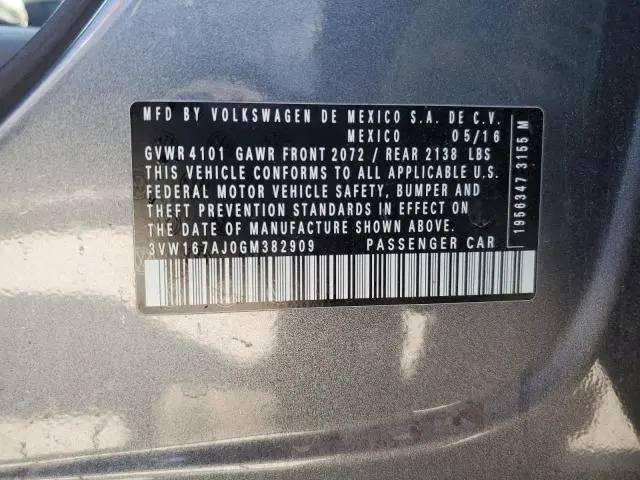 2016 VOLKSWAGEN JETTA S  