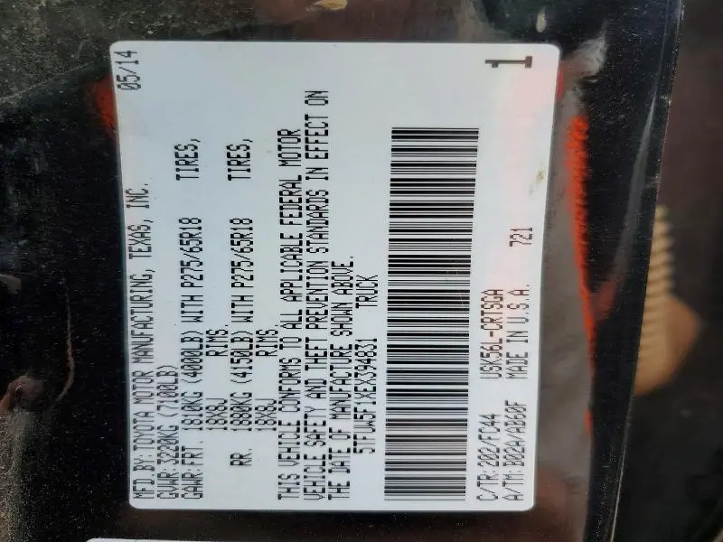 2014 TOYOTA TUNDRA SR5  