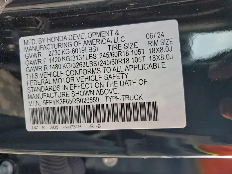 2024 HONDA RIDGELINE TRAIL SPORT  