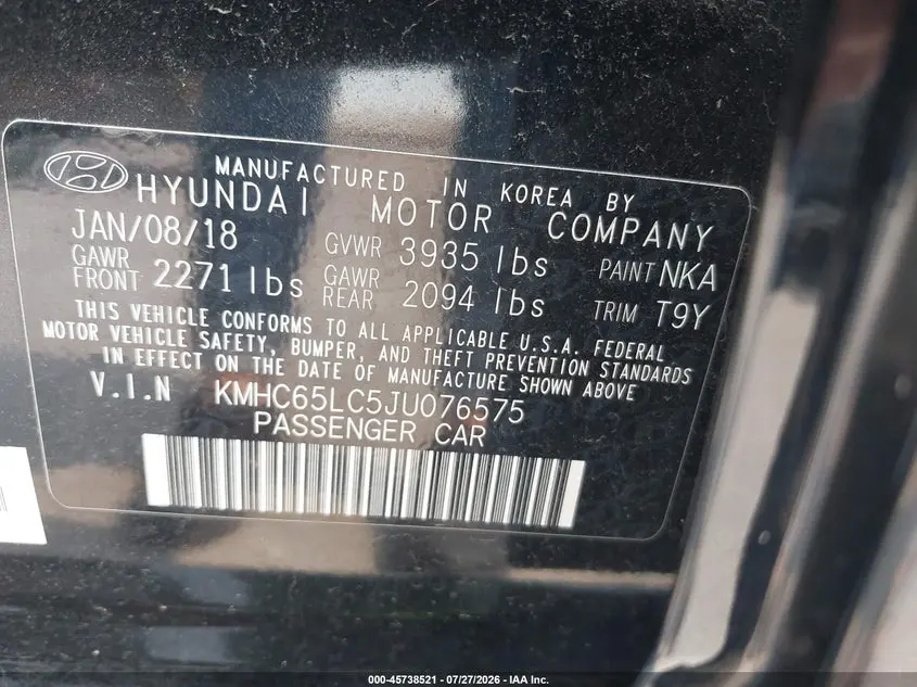 2018 HYUNDAI IONIQ HYBRID BLUE