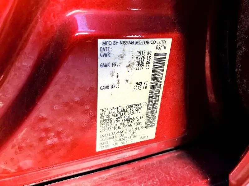 2016 NISSAN ALTIMA 2.5 S  