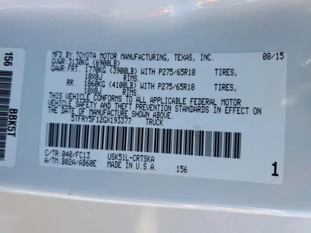 2016 TOYOTA TUNDRA DOUBLE CAB SR  