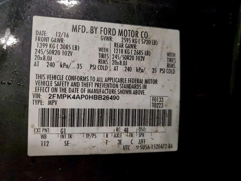 2017 FORD EDGE SPORT  