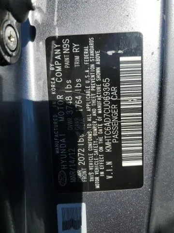 2012 HYUNDAI VELOSTER   