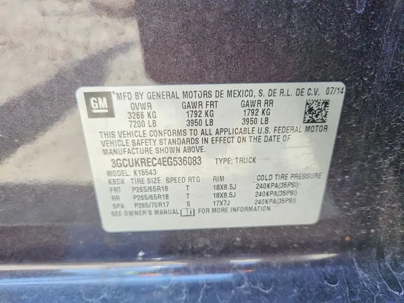 2014 CHEVROLET SILVERADO K1500 LT  
