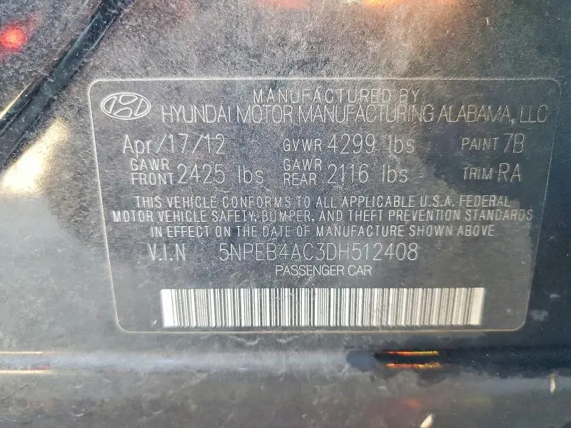 2013 HYUNDAI SONATA GLS  
