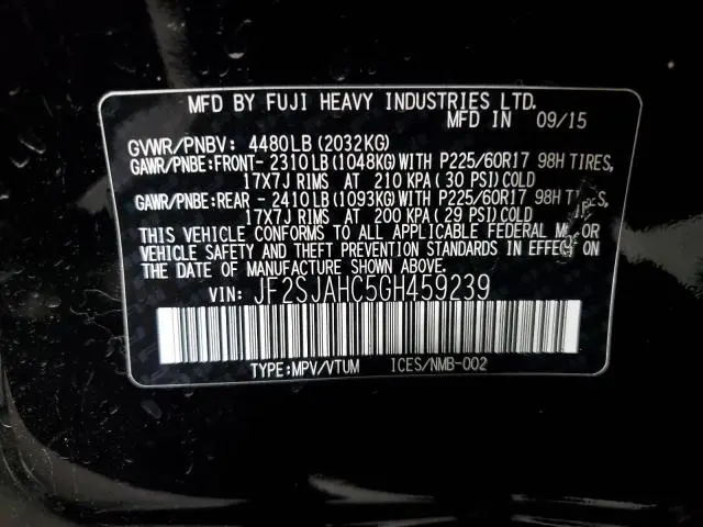 2016 SUBARU FORESTER 2.5I LIMITED  