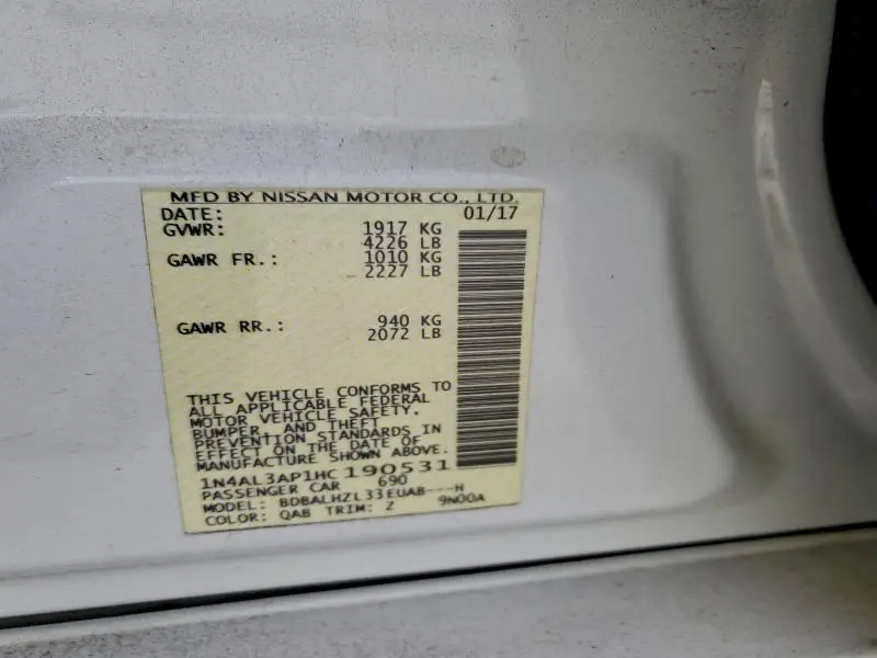 2017 NISSAN ALTIMA 2.5  