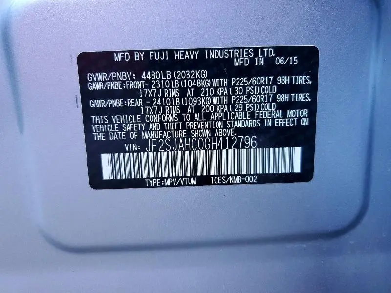 2016 SUBARU FORESTER 2.5I LIMITED  