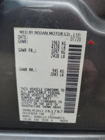 2020 NISSAN ALTIMA SR  