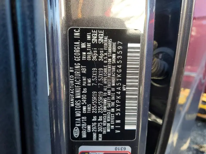 2019 KIA SORENTO SX V6  