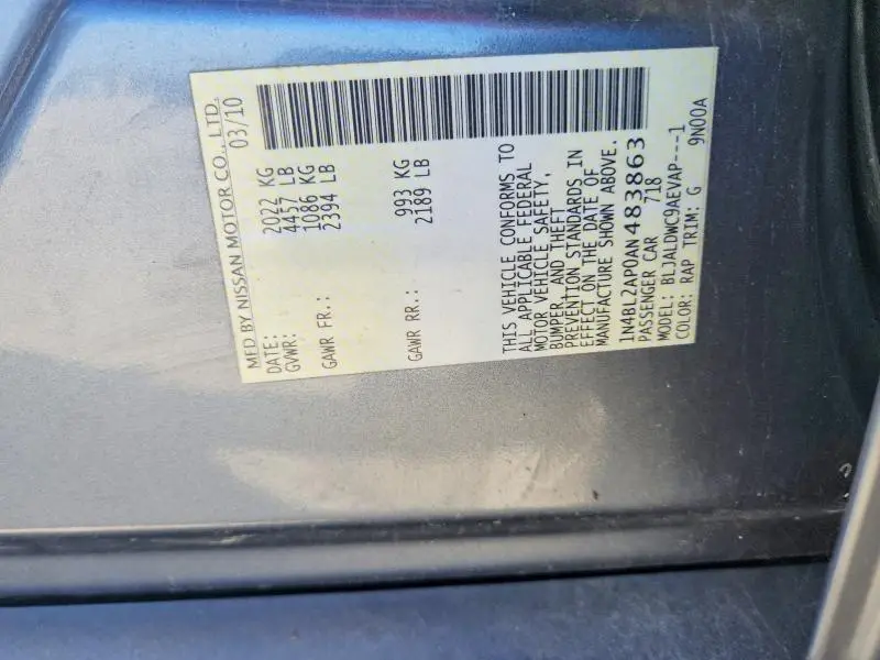 2010 NISSAN ALTIMA SR  
