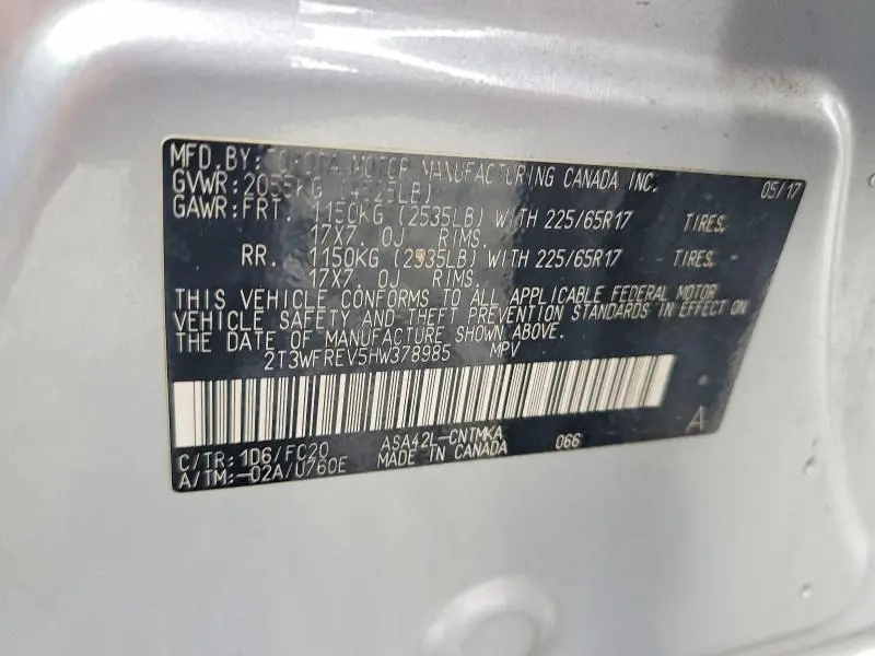 2017 TOYOTA RAV4 XLE  