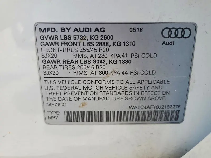 2018 AUDI SQ5 PRESTIGE  