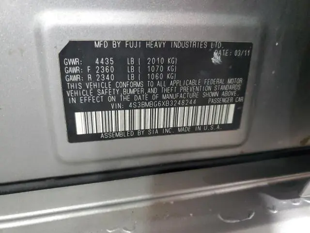 2011 SUBARU LEGACY 2.5I PREMIUM  